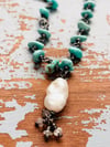 Lone Mountain turquoise necklace with pearl pendant