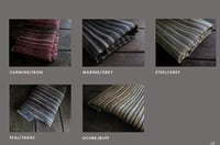 Image 4 of MARINE/GREY. PRINTED STRIPE VELVET OR LINEN with natural linen back or double sided print
