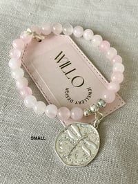 Image 2 of Rose Quartz gemstone bracelet with enamel charm 