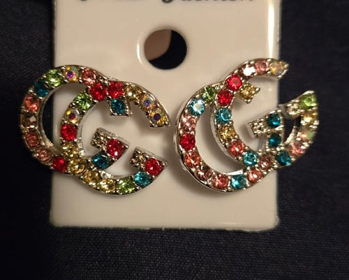 Image of Double G Earrings (Silver/Colorful)
