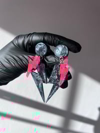 Image 5 of BOLT - Double Flare Dangle Plugs - Stretched Ears - Lightening Bolt Earrings - PAIR of plugs