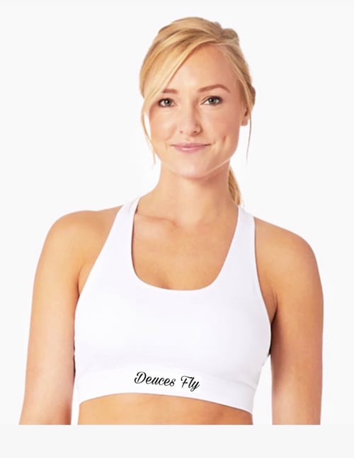 Image of Deuces Fly White Sports Bra