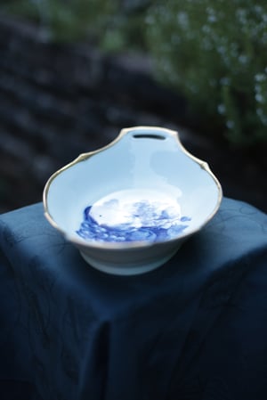 Image of Längliche Schüssel, mit Obstbemalung in blau