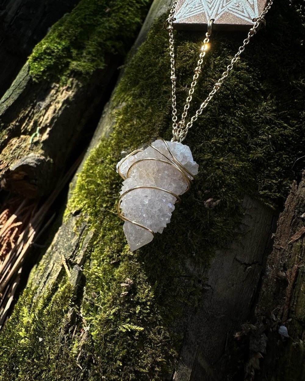 Image of Pyrite, Spirit Quartz Necklace and Quartz Earrings Match Set