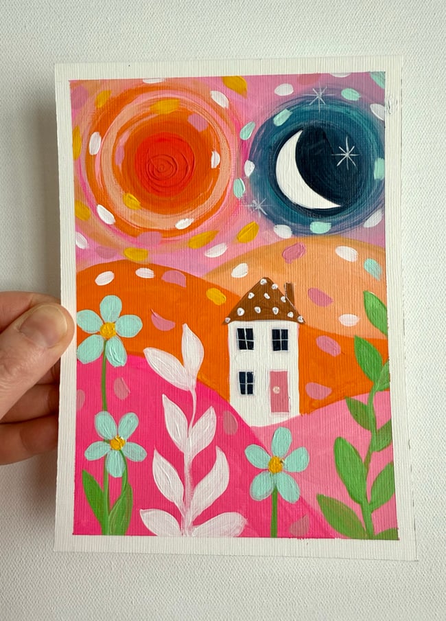 Garden Bliss. Original 5x7 paper painting.