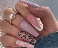 Image 2 of Nails - Long (Purple w/ Designs)