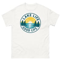 Image 4 of Lake Life Good Life Retro Lake Sunset Boating T-Shirt