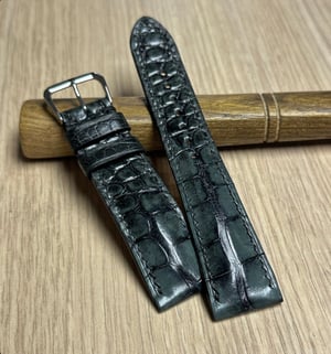 Image of Antique Grey Alligator - Padded Horizontal Cut Watch Strap 