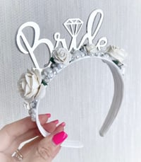Image 1 of White Flowers & Pearls Bride headband tiara crowns 