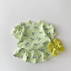 Green Short sleeve 2 piece skirt set(shoes not included)