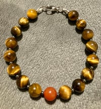 Image 2 of Tiger Eye and Carnelian with Hematite - Size 7.0