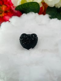 Black crusted gem adjustable ring