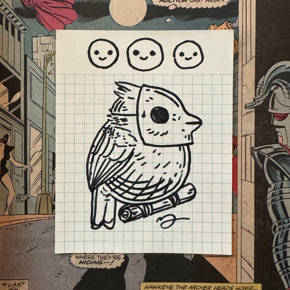 Image of Fat Bird Sharpie Sketch #166