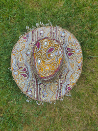 Image 9 of Dolly cowboy hat - recycled sari fabric yellow purple