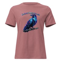 Image 1 of Cosmic Messenger Raven Women's Shirt – Mystical Galaxy Crow Graphic Tee | Celestial Bird Art