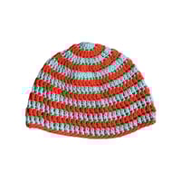 Orange and Cyan Striped Fitted Beanie