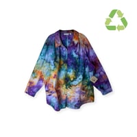 Image 1 of ♻️ UPCYCLED 3X PLUS Twill Smock Work Shirt in Earthy Rainbow Ice Dye