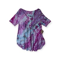 Image 1 of L Luxe Knit Babydoll Top in Raspberry Geode Ice Dye