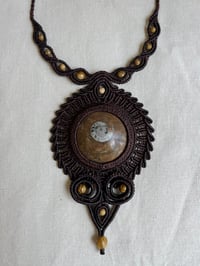 Image 2 of Macrame necklace with ammonite and picture Jasper