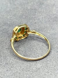 Image 4 of Emerald and Diamond Oxtagonal Ring