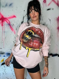 Image 3 of “HEY HONEYBEE” CUSTOM PAINTED PULLOVER SWEATSHIRT LARGE