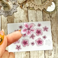 Image 1 of Pink Flower Sticker Sheet | Transparent & White Vinyl Sticker Paper