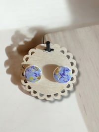 Floral Print Gold Flake Studs 