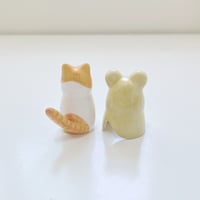 Image 5 of Orange cat with frog ponchos coat ceramic figurine