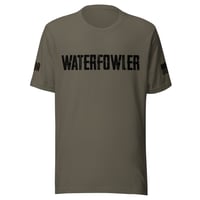Image 1 of Christian Waterfowlers - Waterfowler - CWA Logo - American flag - Black Unisex t-shirt