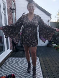 Image 3 of Bali Boho Mini dress / tunic -green flowers