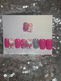 Image 3 of  Short square diva hello Kitty gel press on nails for Teenagers and  adults