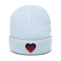 Image 2 of Flaming Heart Ribbed knit beanie