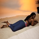 Image 2 of Yoga Capri Leggings- Madras and navy
