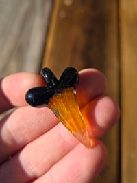 Image 4 of Opalized amber purple/ full crushed opal glass shark tooth pendant 