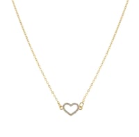 Rhinestone Heart Necklace (Gold)