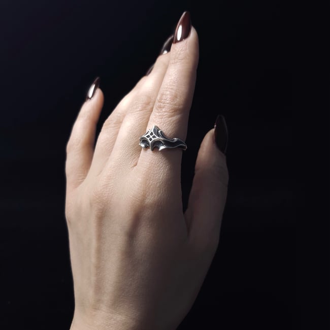 Night Folly // Hand Carved Solid Sterling Silver Ring 