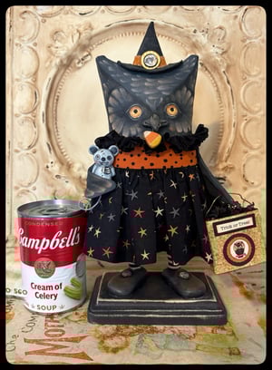 Image of Folk Art Witch Owl creation Doll