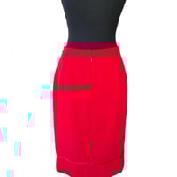 Image 5 of Peter Langner Designer Italian Red Wool Women’s Tailored Jacket & Skirt Size 8  