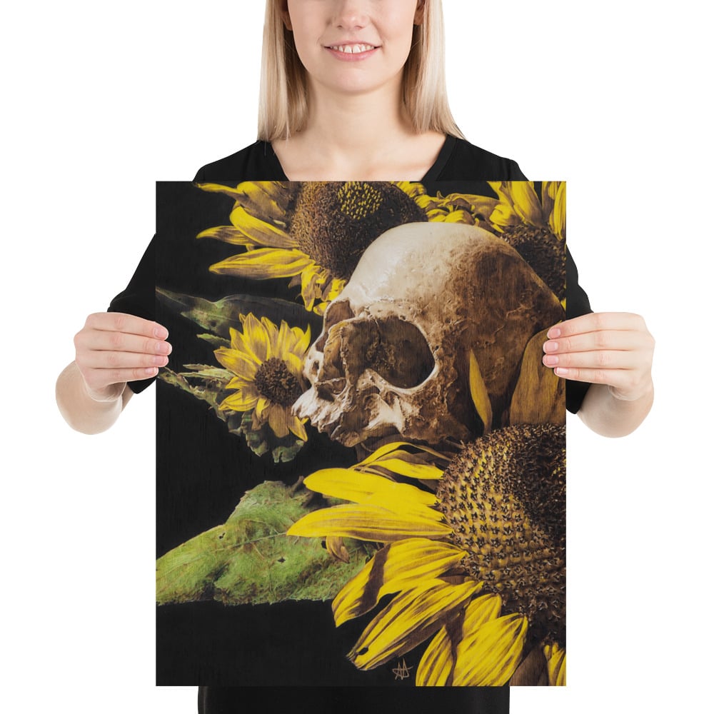 Photo Print: Skull and Sunflowers