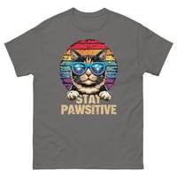 Image 9 of Stay Pawsitive Cat Shirt – Funny Retro Cat Graphic Unisex T-Shirt | Cute Positive Cat Lover Tee