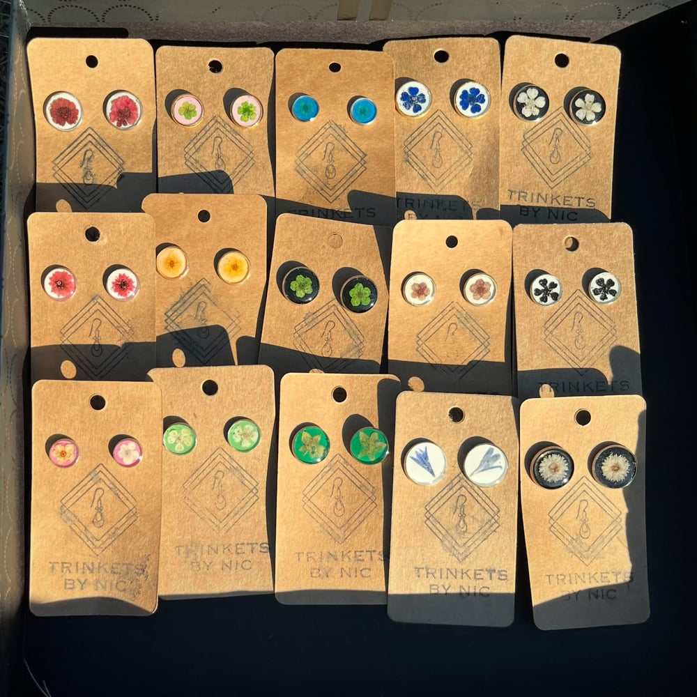Image of pressed flower stud earrings