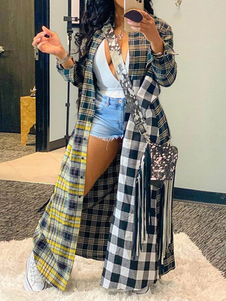 Image of Plaid Trench Coat Size XL 
