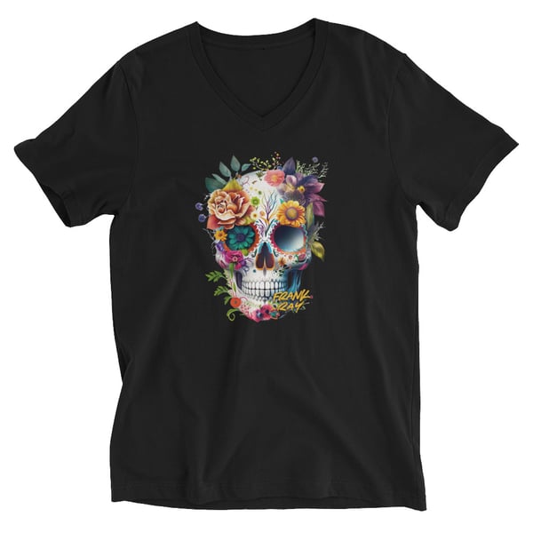 Image of Calavera Series Floral I_ V-Neck T-Shirt