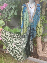 Image 5 of Wanderlust maxi dress Sari tie dye GREEN BLUE upto 18 uk