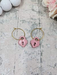 Image 2 of Dusty Pink Padlock Earrings