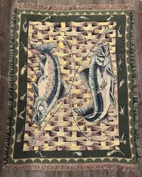 Image 1 of Vintage Trout Basket Weave Blanket