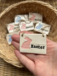 Image 1 of Ceramic Easter Tile with easter bunny decoration