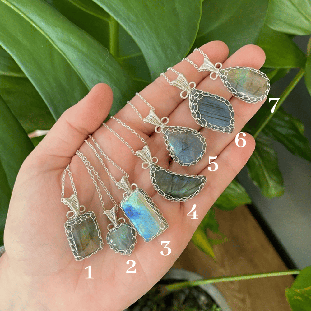 rainbow flash labradorite crystal necklaces!