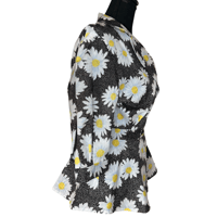 Image 3 of Vintage Handmade Daisy Print Peplum Top - Size S/M 
