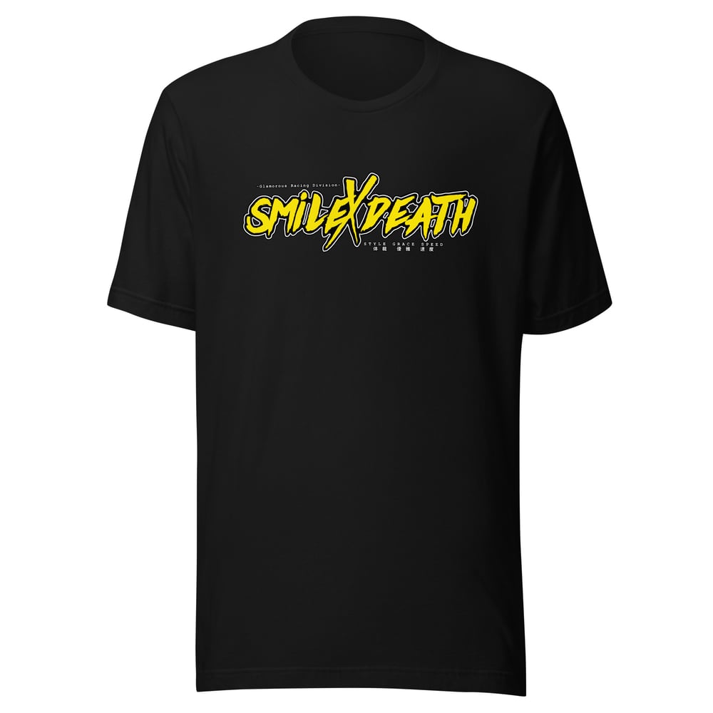 Standard smileXdeath yellow logo DTG Tee